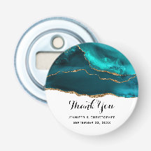 Modern Snyggt Teal Agate & Guld Ribbon Bröllop