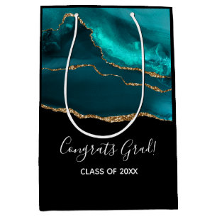 Modern Snyggt Teal Agate & Guld Ribbon Studenten