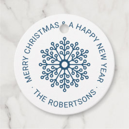 Modern Snyggt Teal Blommigt Snowflake-jul Gåvor Etiketter