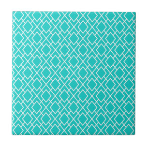 Modern Snyggt Teal Blue Diamond Mönster Kakelplatta