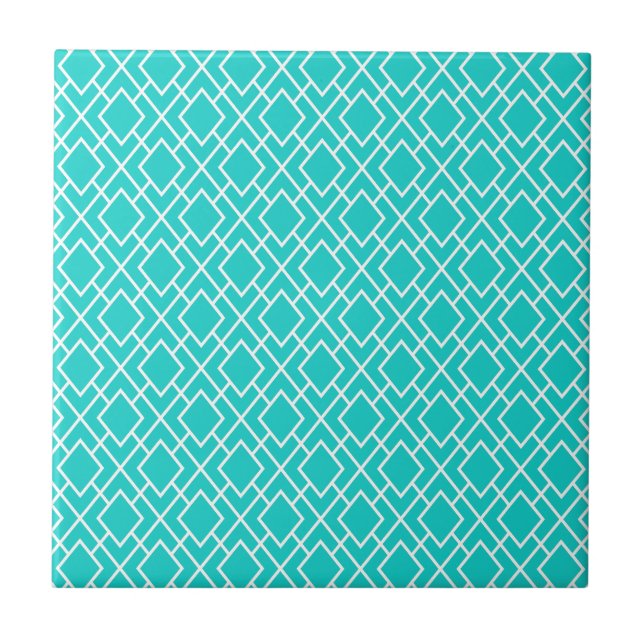 Modern Snyggt Teal Blue Diamond Mönster Kakelplatta (Framsidan)