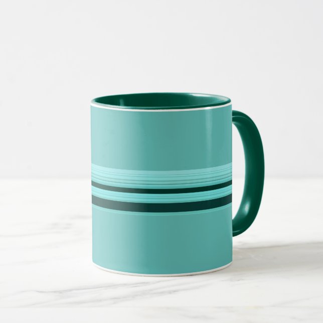 Modern Snyggt Teal Stripe Mönster Mugg (Framsida höger)