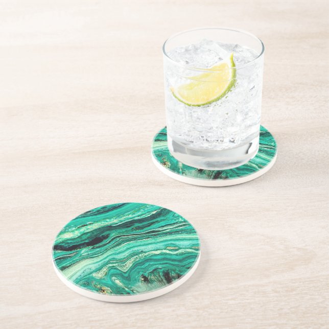 Modern Snyggt Teal Turcos Guld Faux Black Underlägg (Sidan)