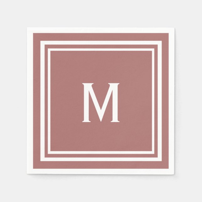 Modern Snyggt Terracotta Monogram Pappersservett (Framsidan)