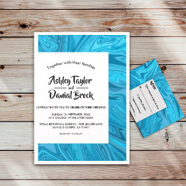Modern Snyggt Trendig Blue Vinkarare Abstrakt Bröl Inbjudningar