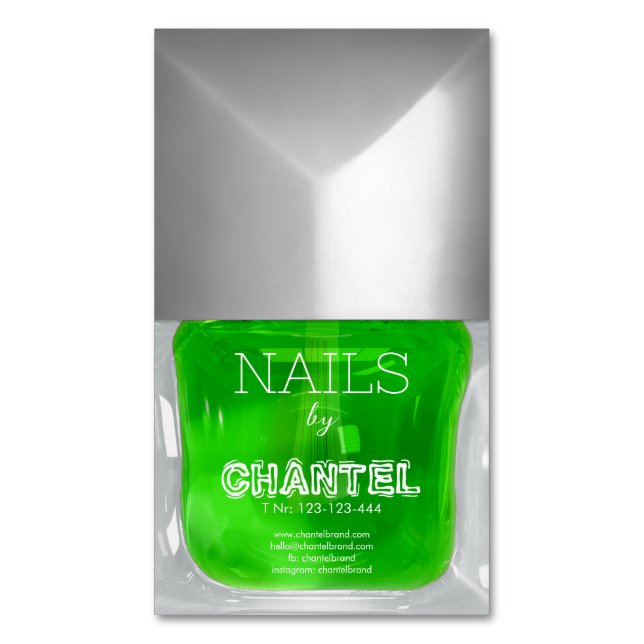 Modern snyggt trendig grönt nagel polsk chic i  magnetiska visitkort (Framsida vertikal)