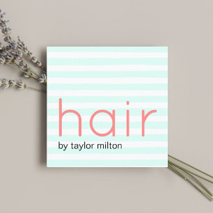 Modern Snyggt Turcos White Rand Pastel Hair Fyrkantigt Visitkort