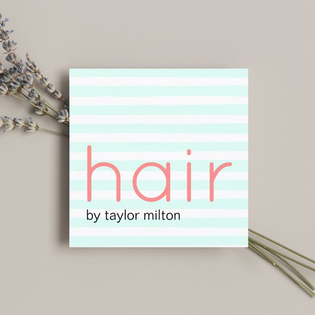 Modern Snyggt Turcos White Rand Pastel Hair Fyrkantigt Visitkort (Skapare uppladdad)