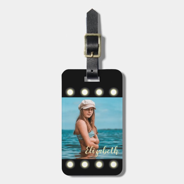 Modern Snyggt, unikt svart fyrkantsfoto Ram Bagagebricka (Vertikal Framsida)