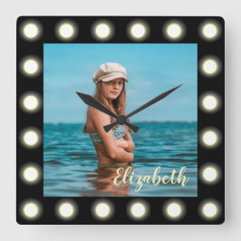 Modern Snyggt, unikt svart fyrkantsfoto Ram Fyrkantig Klocka