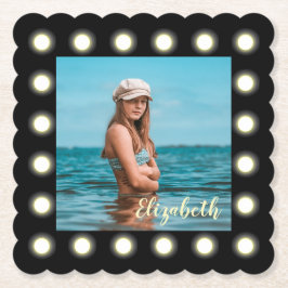 Modern Snyggt, unikt svart fyrkantsfoto Ram Underlägg Papper