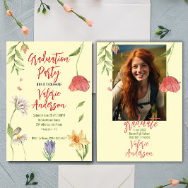 Modern Snyggt vild blommor studenten Inbjudningar