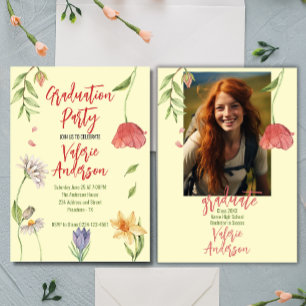 Modern Snyggt vild blommor studenten Inbjudningar