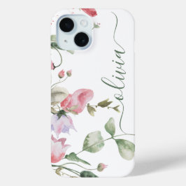 Modern Snyggt Watercolor Blommigt Monogram