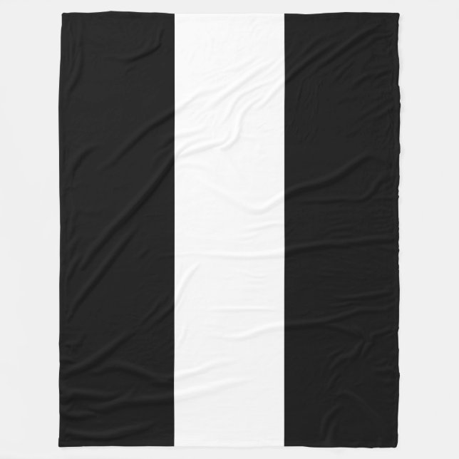 Modern Snyggt Wide Black White Nautical Rand Fleecefilt (Framsidan)
