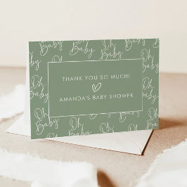 Modern soage Oh Baby Simple Baby Shower, mappad Tack Kort