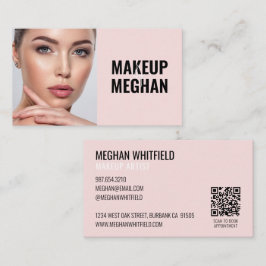 Modern Social Ikon QR-kod Foto Makeup Rosa Visitkort
