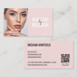 Modern Social Ikon Rosa QR-kod Foto Makeup Visitkort