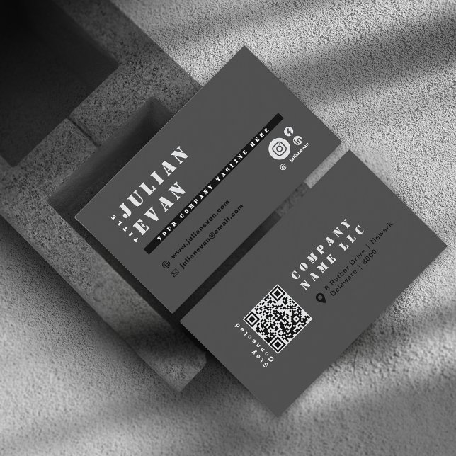 Modern Social Media - alla svarta, feta typografi Visitkort (Modern Social Media All Black Bold Typography Business Card )