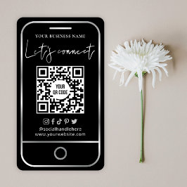 Modern Social Media Black & Silver skannerbar QR Visitkort