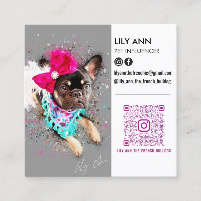 Modern Social Media Dubbla Photo QR Fyrkantigt Visitkort (Framsida)