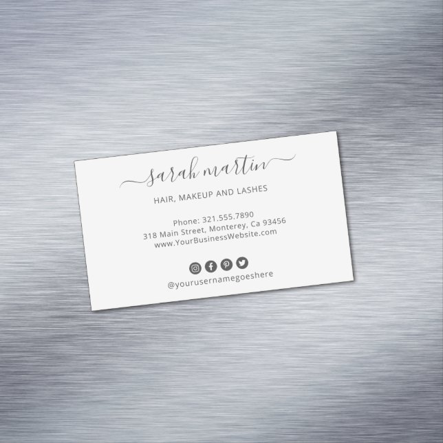 Modern Social Media Icons Elegant Magnetiska Visitkort (In Situ)