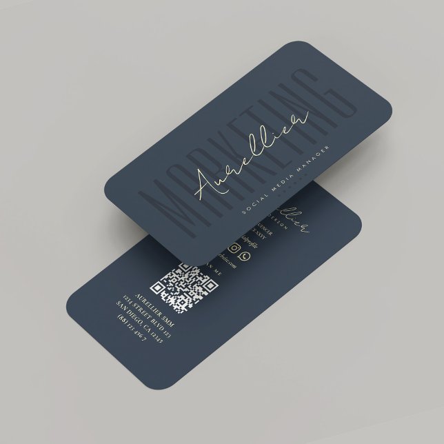 Modern Social Media Influencer Marknadsföring Mörk Visitkort (Modern Social Media Influencer Marketing Professional Dark Blue Business Card
)