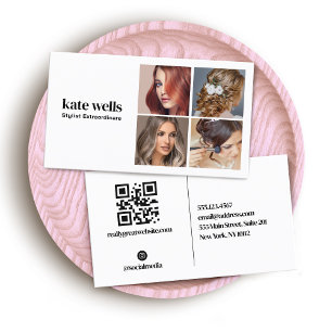 Modern Social Media Networking Photo Card QR-kod Visitkort