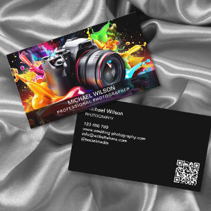 Modern Social Media Photograf QR-kod för Trendig-f Visitkort
