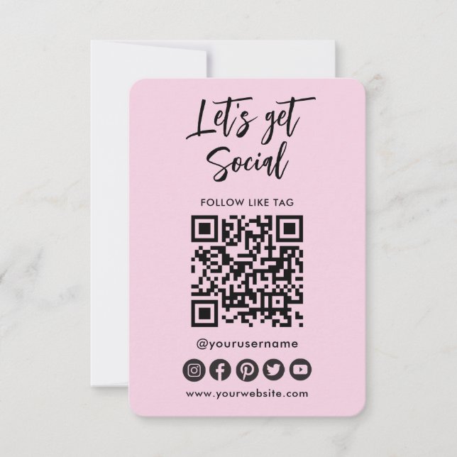 Modern Social Media QR-kod Anslut med USA Rosa B Inbjudningar (Framsida)