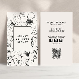 Modern Social Media QR-kod Botaniskt  svart Visitkort