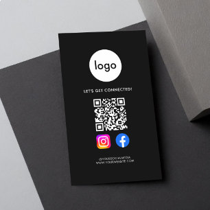 Modern Social Media QR-kod, svart Visitkort