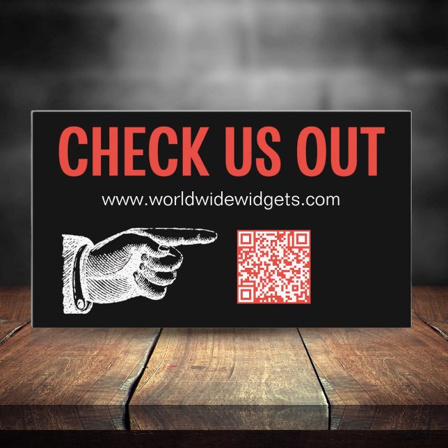 Modern Social Media QR-Professionell, QR-kod Visitkort (Modern retro with finger icon that draws attention to your company. Connect with potential clients. )