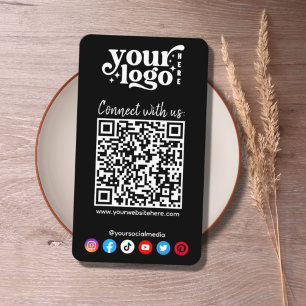 Modern Social-medieikoner Anslut QR-kod svart Visitkort