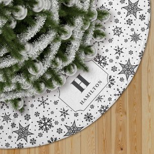 Modern soflake Mönster Monogram Julgransmatta Borstad Polyester