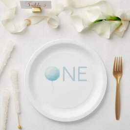 Modern Soft Blue Balloon Boy 1st Birthday Party