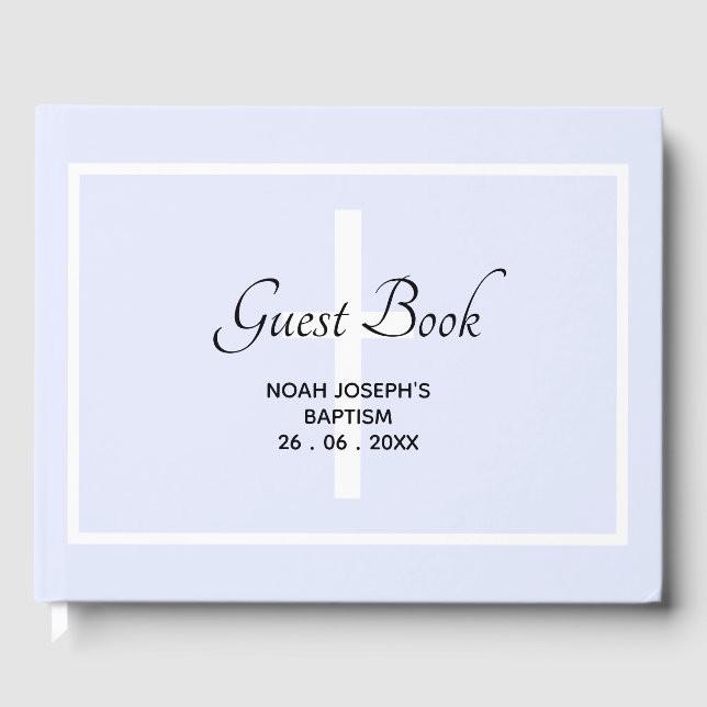 Modern Soft Blue BAPTISM GUEST BOK (Framsida)