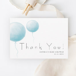 Modern Soft Pastel Blue Balloon Baby Boy Shower Tack Kort