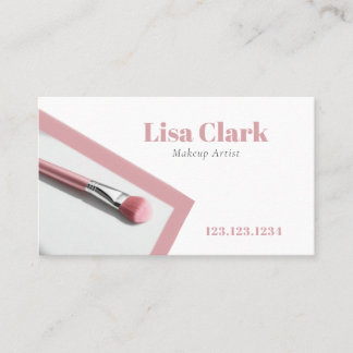 Modern Soft Pink Brush Beauty Makeup Artist Visitkort