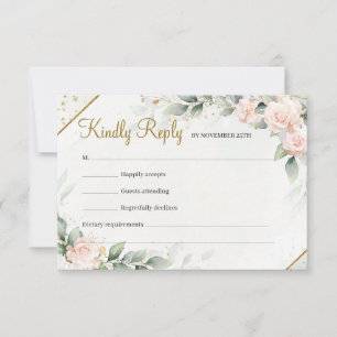 Modern Soft Rosa Blommigt Boho Greenery Guld Ram OSA Kort