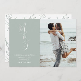 Modern Soft Sage Botanical Bröllop spara datum Spara Datumet