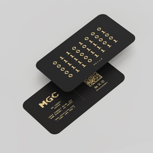 Modern Software Ingenjör Binary Monogram Black Visitkort (Modern Software Engineer Binary Monogram Black Business Card
)