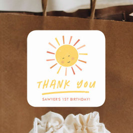 Modern Sol Barnkalas Tack För Er Gåva Fyrkantigt Klistermärke