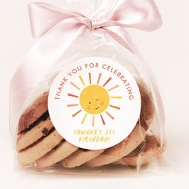 Modern Sol Barnkalas Tack Present Runt Klistermärke