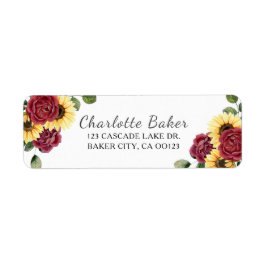 Modern sol- och Ro-Blommigt Returadress Etikett