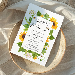 Modern solblomma Mamma till Bee Baby Shower Inbjudningar