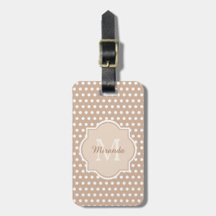 Modern solbränd polka dots med monogramen och namn bagagebricka