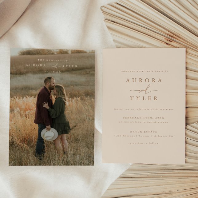 Modern solbrun bröllopsfotografi inbjudningar (Skapare uppladdad)