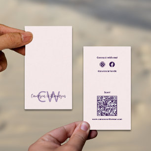 Modern Solid Monogram QR-kod Social Visitkort