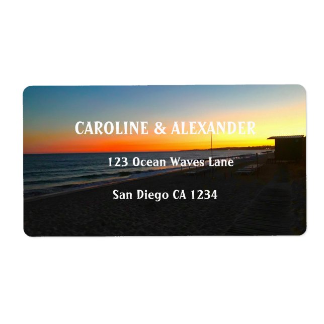 Modern Solnedgång - tropiskt skräppostbröllop vid  Fraktsedel (Framsidan)